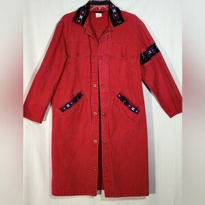 Vintage David James Western Duster Rangewear Southwest Aztec Embroidery 90s USA